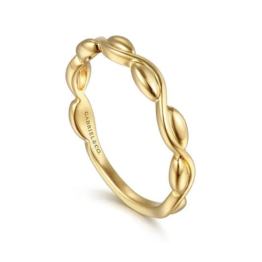 14K Yellow Gold Swirl Stackable Ladies Ring