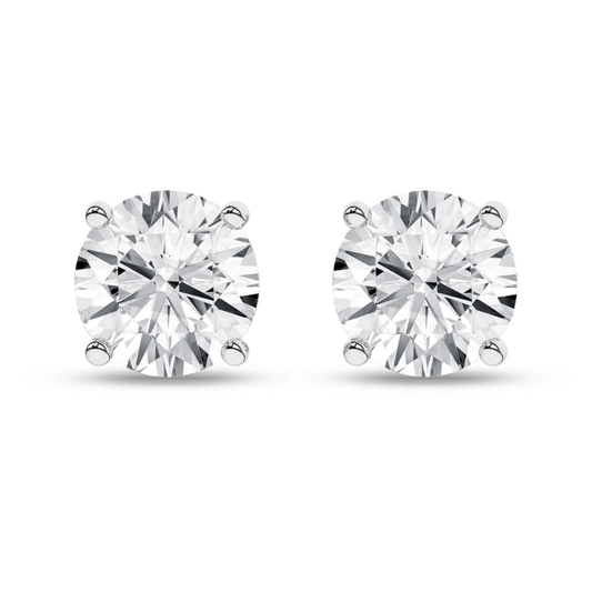 14K White Gold Lab Grown 3.07ctw Round Diamond Stud Earrings