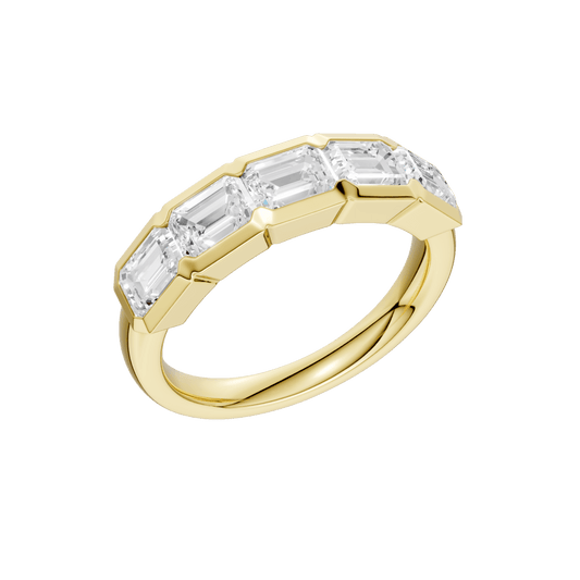 14K Yellow Gold Lab Grown 2.0CTW Emerald Cut Bezel Channel Set Band