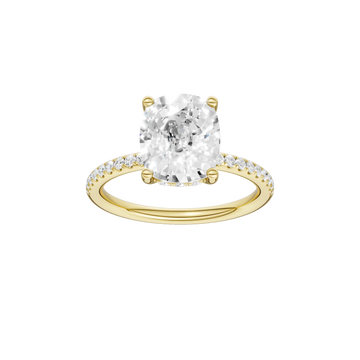 14K Yellow Gold 2.82ctw Lab Grown Elongated Cushion Diamond Hidden Halo Engagement Ring