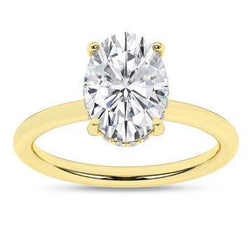 14K Yellow Gold Lab Grown 3.18ctw Oval Diamond Hidden Halo Engagement Ring