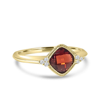 14K Yellow Gold Bezel Set Garnet Ring