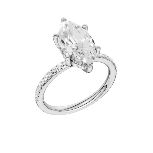 14K White Gold 2.75ctw Lab Grown Marquise Diamond Hidden Halo Engagement Ring