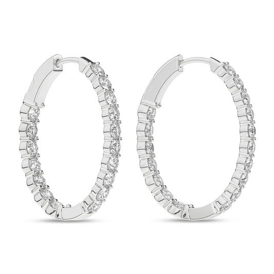 14K White Gold 3ctw Lab Grown Diamond Inside Out Hoop Earrings