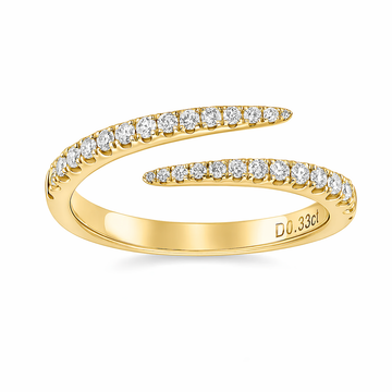 18K Yellow Gold .34ctw Pavé Diamond Bypass Ring