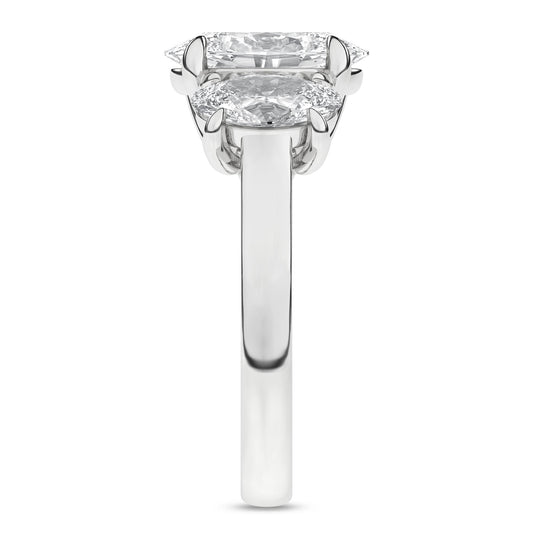14K White Gold Lab Grown 5.11ctw Three Stone Oval Engagement Ring