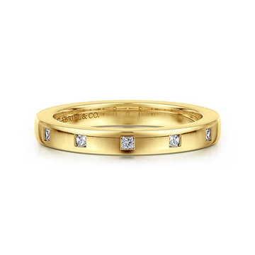 14K Yellow Gold Bezel Set Princess Cut Diamond Anniversary Band