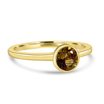 14K Yellow Gold 5MM Bezel Citrine Ring