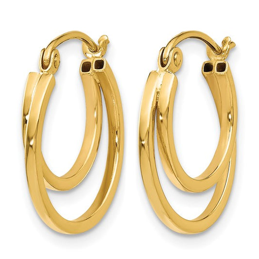 10K Yellow Gold Polished Hinged Hoop Earrings 17mm