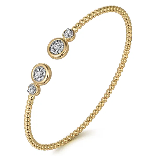 14K White and Yellow Gold Diamond Bujukan Bangle