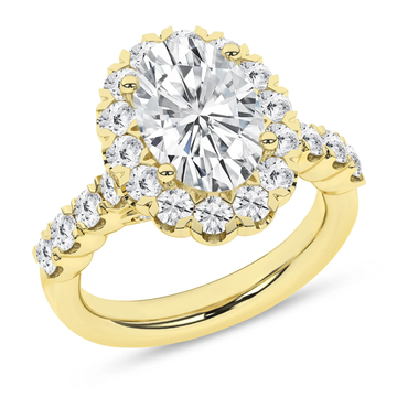 14K Yellow Gold Lab Grown 3.14ctw Oval Diamond Halo Engagement Ring