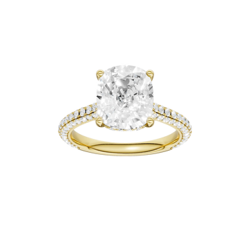 14K Yellow Gold Lab Grown 3.67ctw Elongated Cushion Diamond Engagement Ring