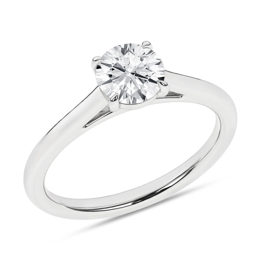 14K White Gold Lab Grown 1.05 ct Round Brilliant Diamond Solitaire Engagement Ring
