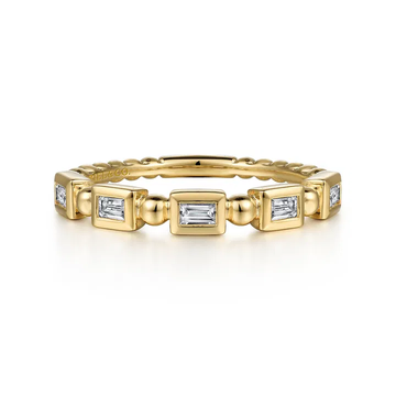 14K Yellow Gold Diamond Geometric Stackable Ring