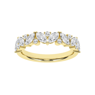 14K Yellow Gold Lab Grown Marquise and Round Diamond Band