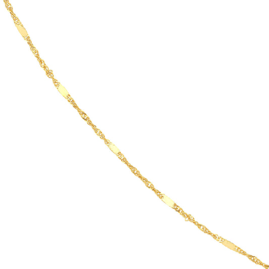 14K Yellow Gold 18" Flat Station Singapore Chain