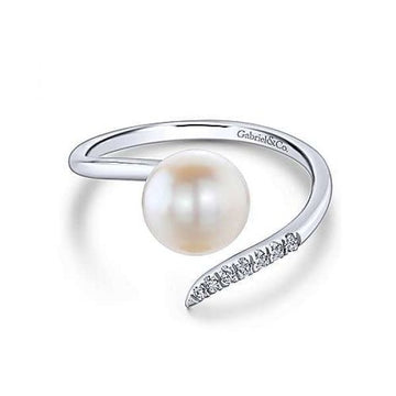 Pearl & Pave Diamond Bypass Ring