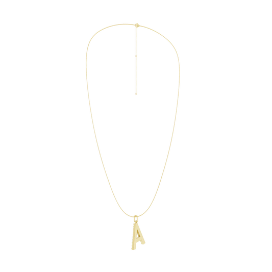 14K Yellow Gold Lab Grown .60CTW Pave "A" Initial Pendant