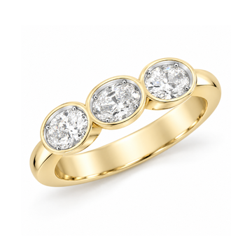 14K Yellow Gold Horizontal Set Oval Diamond Ring