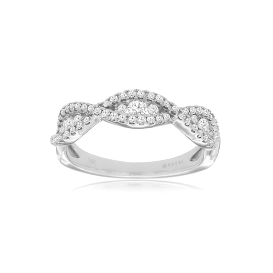 14K White Gold Segmented Diamond Band