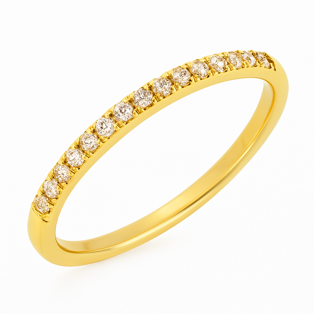 14K Yellow Gold .18ctw Pavé Diamond Stackable Ring