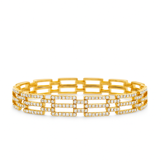 14K Yellow Gold 3.27ctw Diamond Link Bracelet