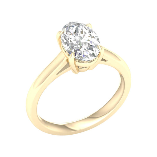 14K Yellow Gold Lab Grown Oval Solitaire Diamond Engagement Ring