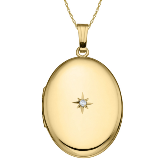 14K Gold Filled Diamond Oval Locket