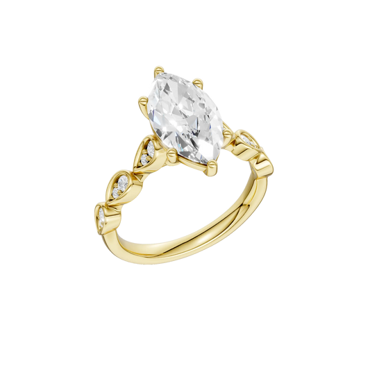 14K Yellow Gold Lab Grown 2.69ctw Maqurise Diamond Engagement Ring with Trellis Shank