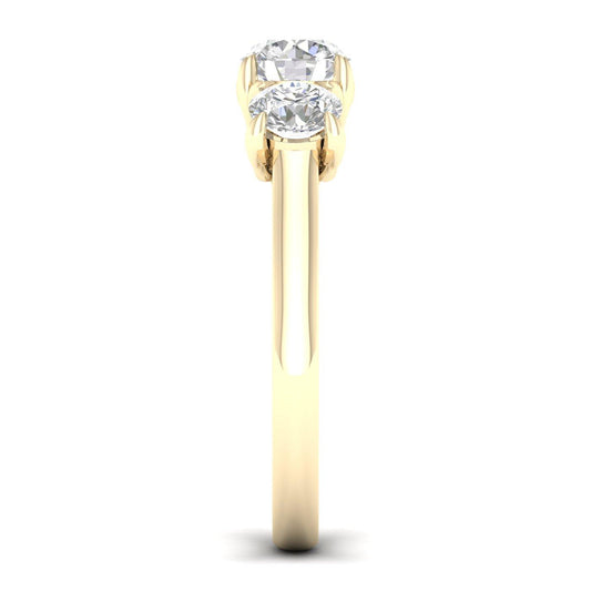 14K Yellow Gold Lab Grown 2.09ctw Three Round Diamond Engagement Ring