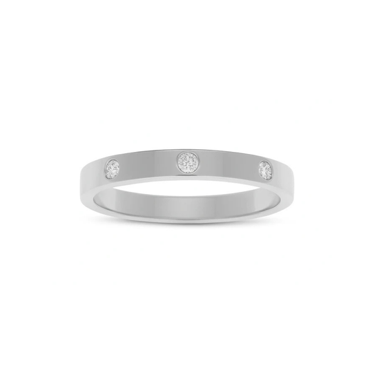 14K White Gold Five Diamond Flat Band
