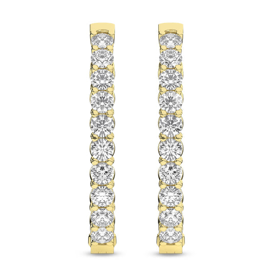 14K Yellow Gold 7ctw Lab Grown Diamond Inside Out Hoop Earrings