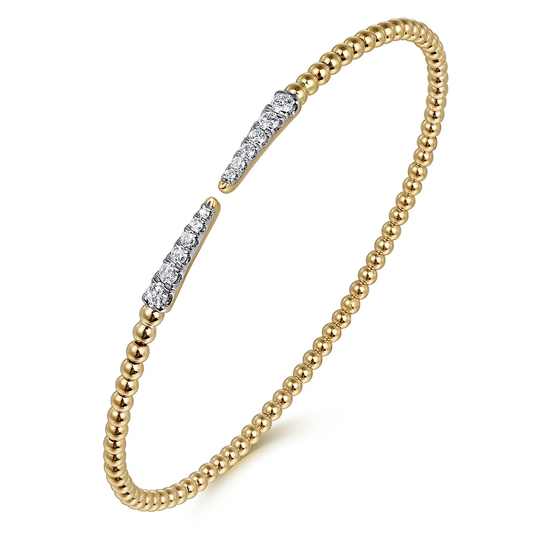 14K Yellow Gold Bujukan Diamond Spikes Split Bangle