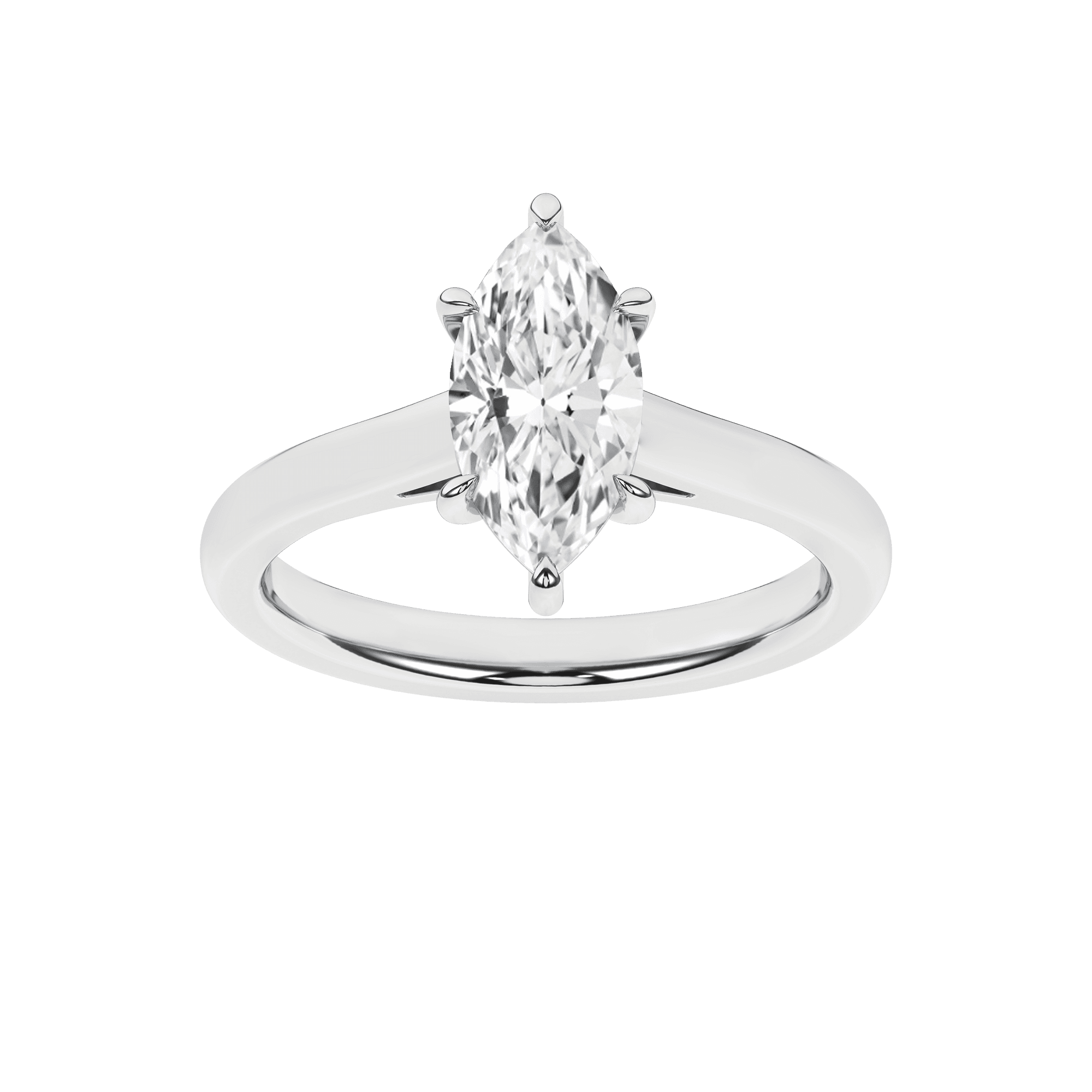 14K White Gold Lab Grown 1.52ct Marquise Solitaire Engagement Ring