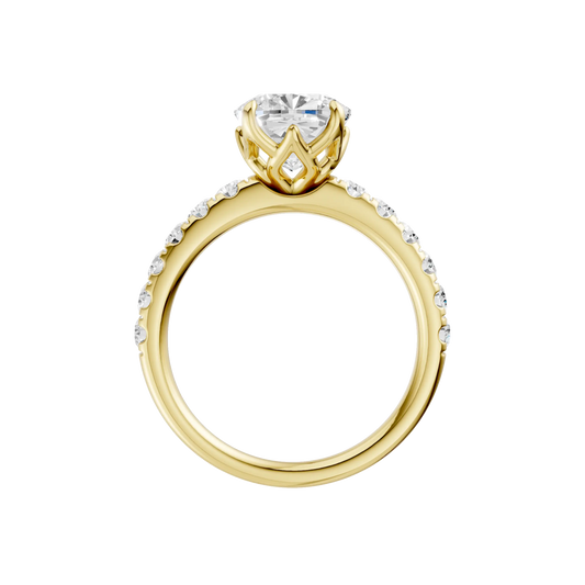 14K Yellow Gold Lab Grown 3.07ctw Elongated Cushion Diamond Engagement Ring
