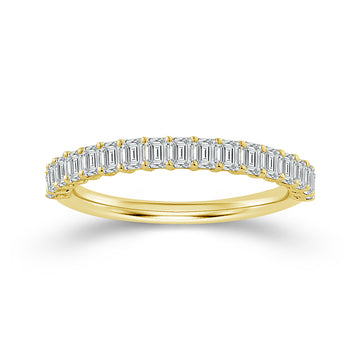 14K Yellow Gold 3/4ctw Diamond Emerald Band