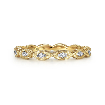 14K Yellow Gold Diamond Marquise Stackable Ring