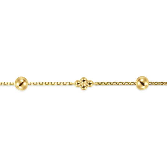 14K Yellow Gold Bujukan Ball and Clover Station Bracelet