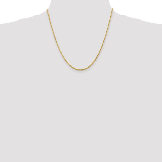 10K Yellow Gold 2.25mm Diamond-Cut Rope Chain Necklace 20"