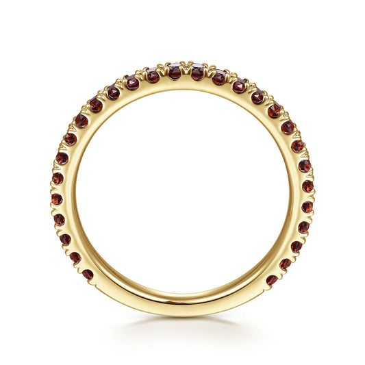 14K Yellow Gold Garnet Stacklable Ring