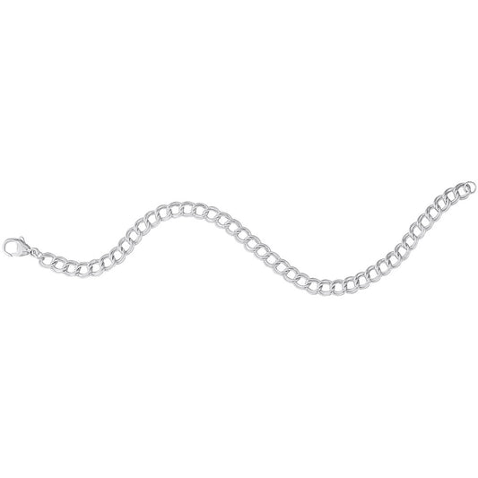 Sterling Silver Petite Double Link Dapped Curb Bracelet 7"