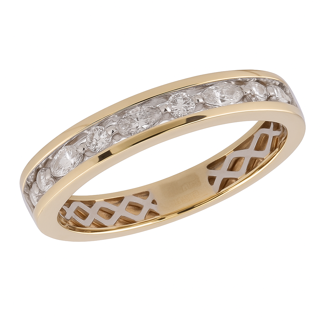 Platinum & 14KT Yellow Gold .38ctw Marquise & Round Diamond Band