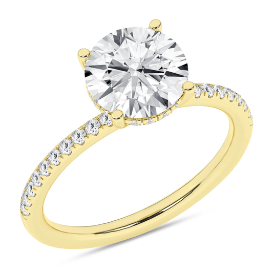 14K Yellow Gold Lab Grown 3.23ctw Round Diamond Hidden Halo Engagement Ring