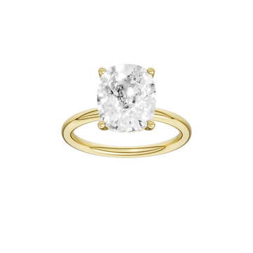 14K Yellow Gold Lab Grown 3.18ctw Elongated Cushion Diamond Hidden Halo Engagement Ring