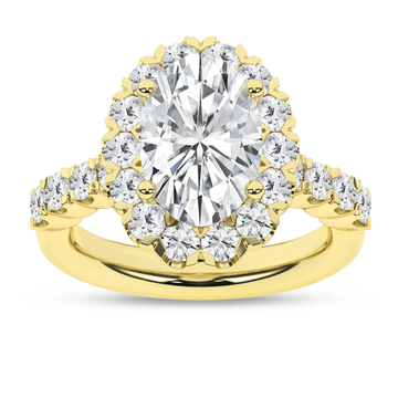 14K Yellow Gold Lab Grown 3.11ctw Oval Diamond Halo Engagement Ring