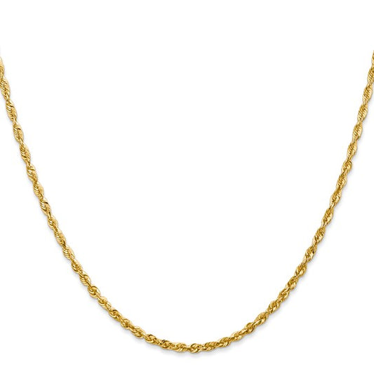 10K Yellow Gold 2.25mm Diamond-Cut Rope Chain 18"