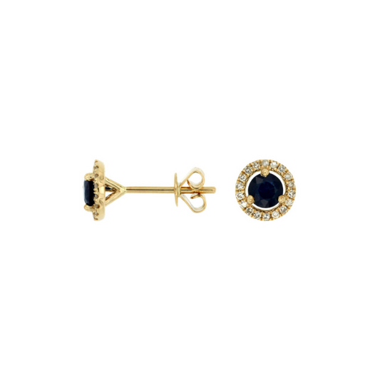 14K White Gold Sapphire and Diamond Stud Earrings