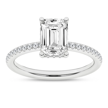 14K White Gold Lab Grown 2.30ctw Emerald Diamond Engagement Ring