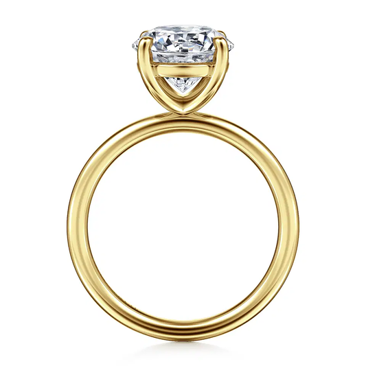 14K Yellow Gold Round Solitaire Diamond Engagement Ring