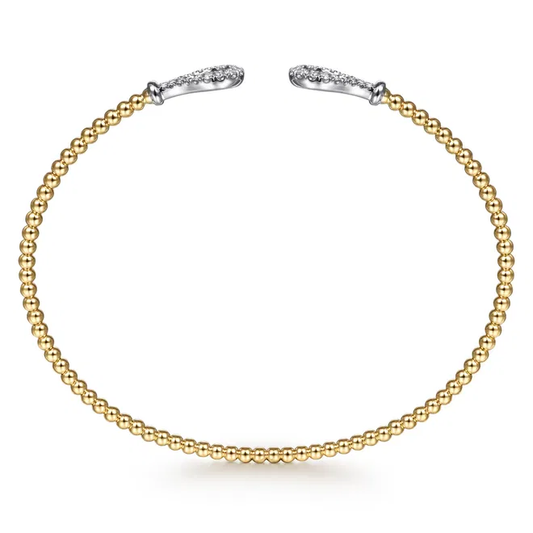 14K Yellow-White Gold Bujukan Diamond Teardrops Bangle